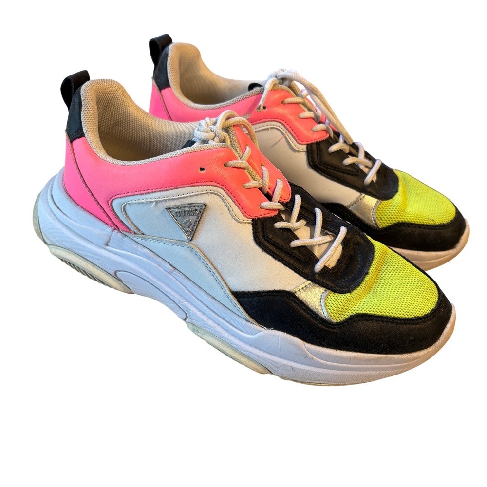 Guess Briskly 2 Sneakers Womens 9 Multicolor Neon Chunky Platform Dad Shoes